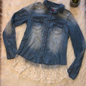 Say What Long Sleeve Denim Top